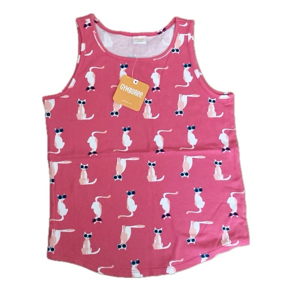 NWT Gymboree Girls’ Pink Cat Print Tank Top (Size M 7-8) - NEW 7 8 - Picture 1 of 3